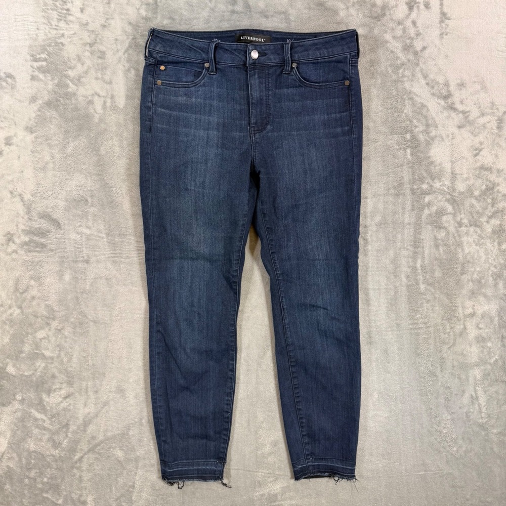 Liverpool Crop Skinny Jeans Women's Size 10/30 Dark Blue Stretch Denim Pants